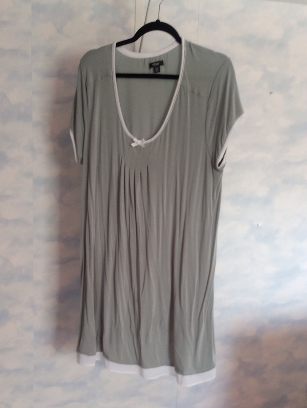 Simply Vera Sage Green Scoop Nightgown with White Trim